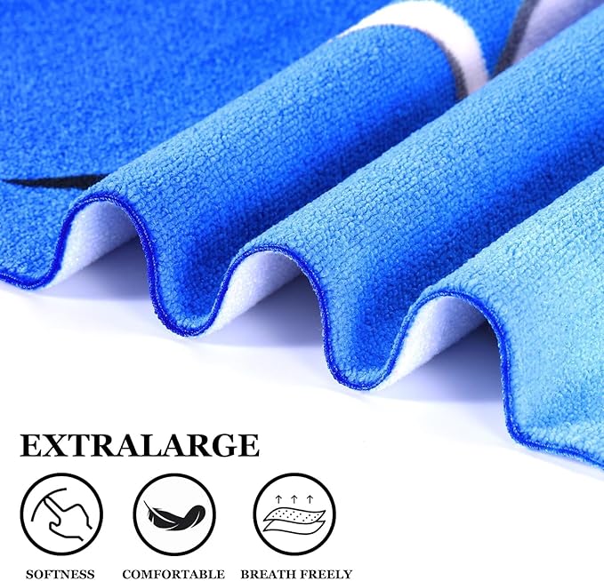 2 Packs Oversized Beach Towel Set Extra Large Big XL Pool Camping Swim Clearance Towels 36x72 Soft Blanket Cruise Essentials Accessories Must Haves Vacation Necessities Adult Blue Boho Stripe