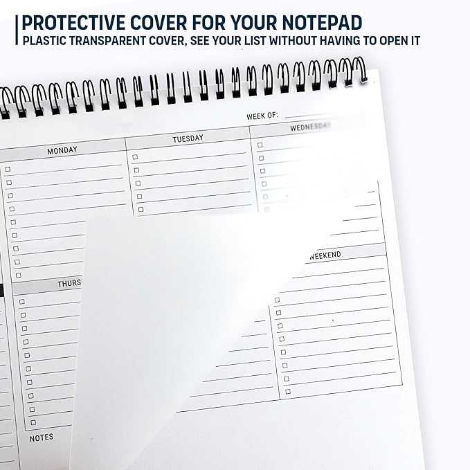 Of a Happy Kind Weekly To Do List Spiral Planner Pad - 8.5x11 52 Sheets - Desk Notepad with Multiple Sections - Undated Planning Notebook Checklist, Todo Agenda Plan