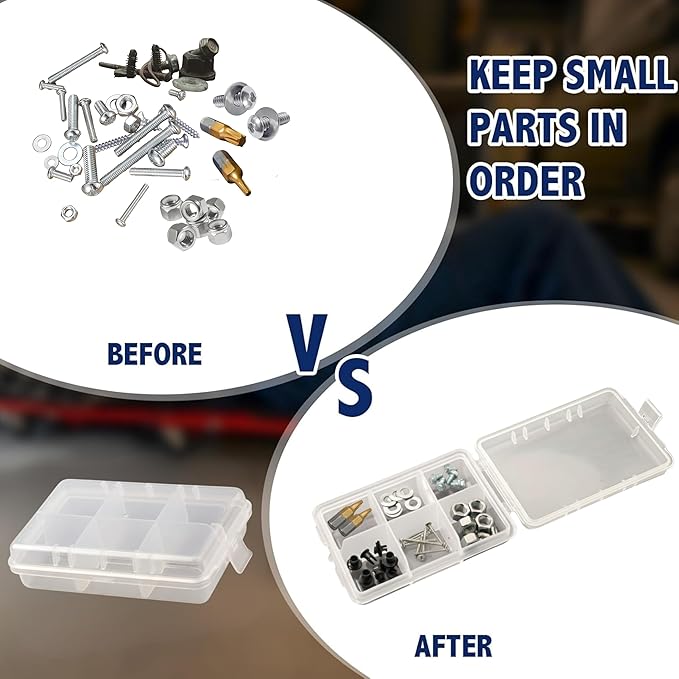 Portable Small Pocket Organizer Box, Transparent Storage Case for Screws/Nuts/Bolts/Nails/Washers/Snap Rings/Automotive & Paper Clips/Fuses/Buttons/Pins/Beads/Jewelry-Pack of 3