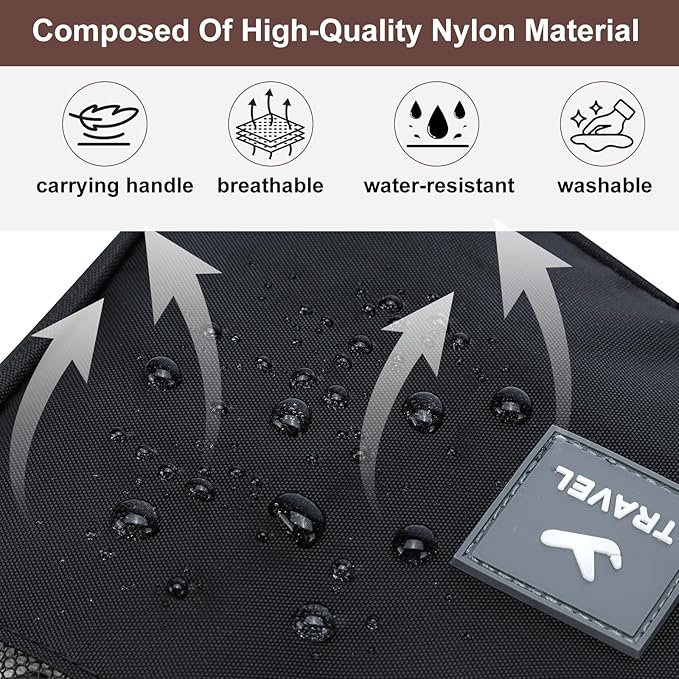 2 Layers Travel Shoe Bag, Portable Shoe Bags Hold 2 Pair Of Shoes, Water-Resistant Shoe Storage Pouch For Travel (Black, 2 Pack)