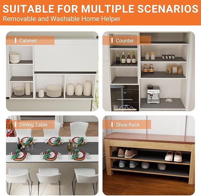 FLPMIX 16" Cabinet Shelf Liners Dark-Grey: Waterproof Kitchen Drawer Mat 16 x 300 Inch - Easy to Cut Small Cupboard Liner for Closet Pantry Shelving