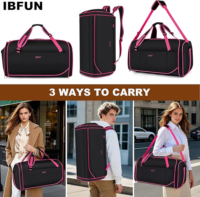 Convertible Garment Duffel Bags for Travel, 4-in-1 Carry on Duffle Bag for Women with Backpack Straps & Waterproof Shoe Pocket, Hanging Suit Dress Weekender Bag for Business, Wedding, 3pcs