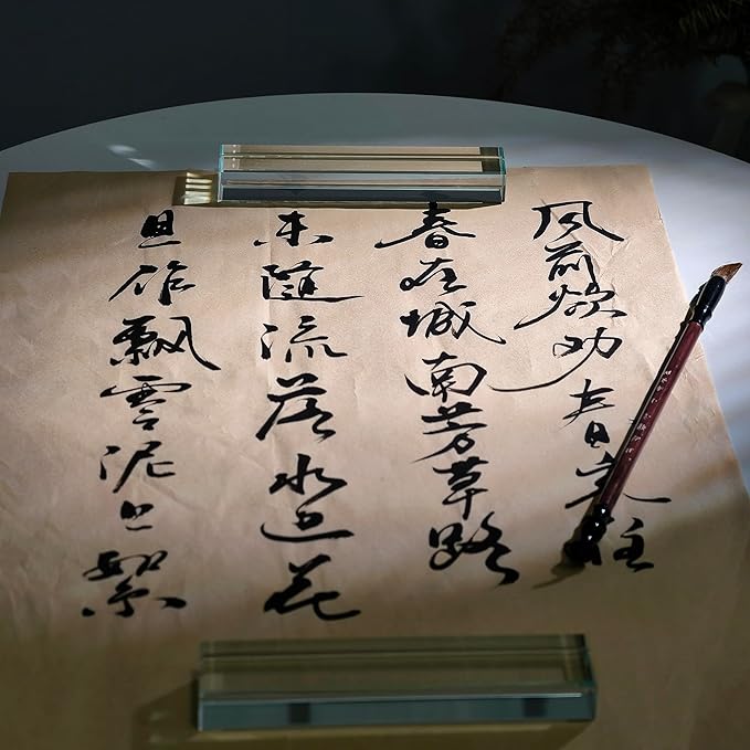 ‌vskikris Glass Paperweight - 2 Pcs Clear K9 Glass Blocks for Office Desk & Books (5.9"x1.2"x0.8") - Modern Home Decor Crafts & Gifts Set with Transparent Glass Tiles