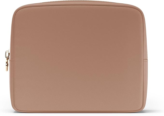 Embla Makeup Bag Travel Cosmetics Pouch and Toiletry Bag, Nylon Zipper Pouch Purse, Cute Make Up Organizer Storage Tote for Women Girls, Travel Skincare Case, Large Makeup Bags, Mocha Mousse