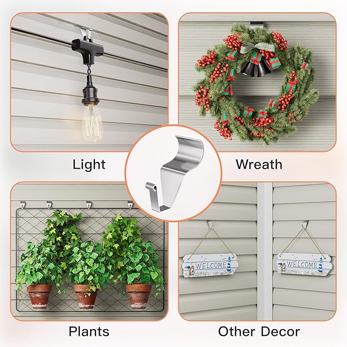 Cozcty 16 Pack Vinyl Siding Hooks, Siding Clips Heavy Duty for Hanging Outdoors, Easy Install Garland Hanger to Hang Wreath Things for Door Frame, Porch Decor, Welcome Sign