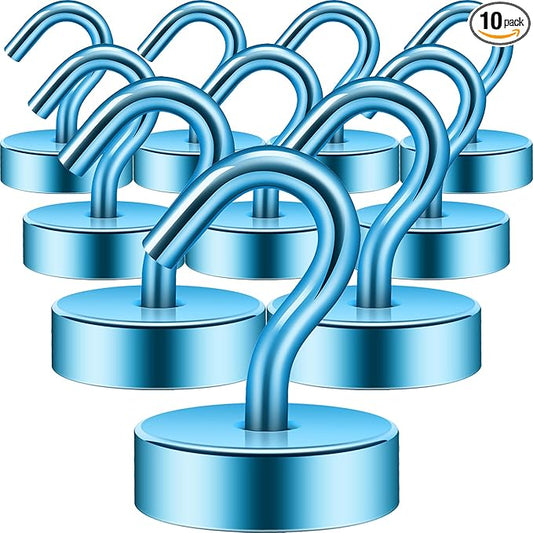Neosmuk Magnetic Hooks, Cruise Ship Essentials, 40lb+ Heavy Duty Magnetic Hooks for Cruise Cabins, Refrigerator, Grill, Hanging, and Travel | Extra Strong Must-Have Magnet Hook, RoyalBlue, Pack of 10