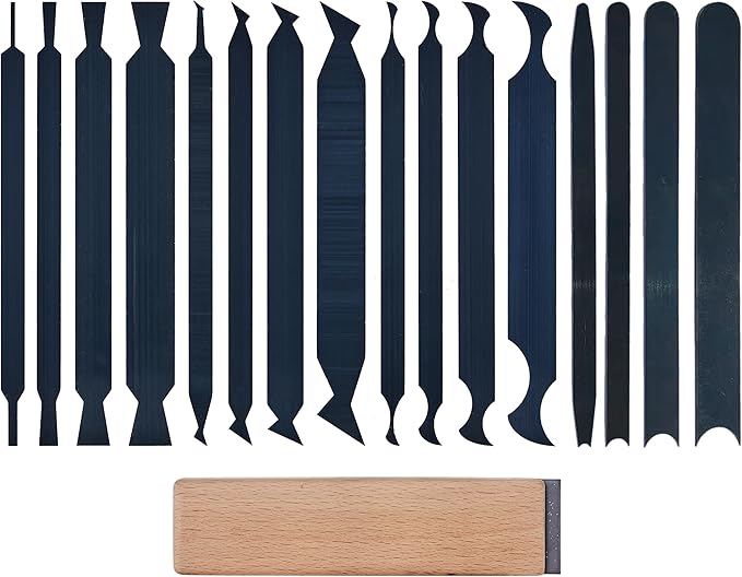 New Cabinet Scraper Cards and Cabinet Scraper Burnisher with 16 Piece Multi-Shaped Scraper Set Suitable for Various Small space and Small-Sized Tasks (HTCSCS17)