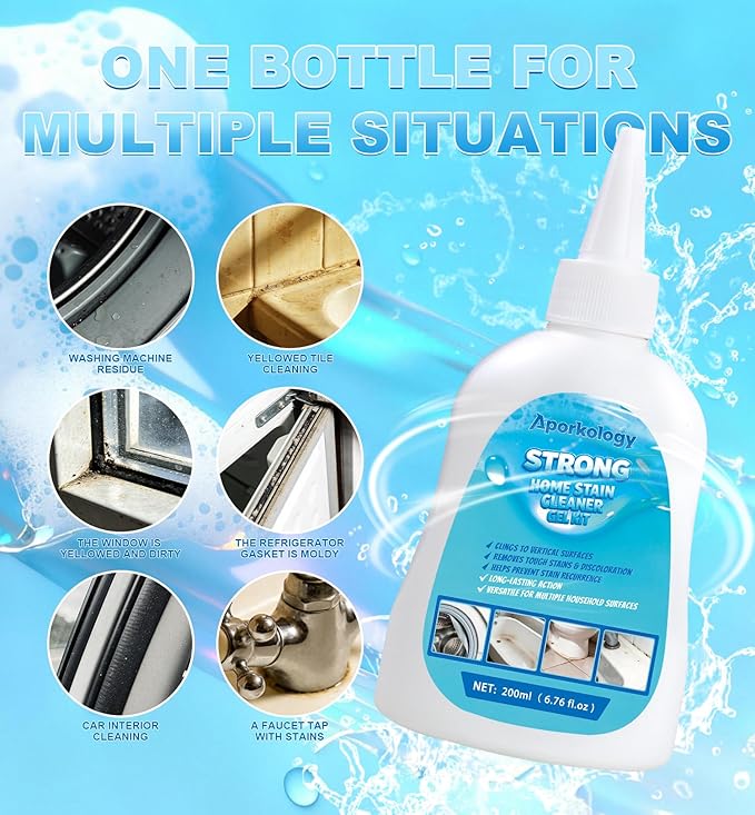 Mold Stain Remover Gel Home Stain Cleaner Gel, Heavy Duty Bathtub Stain Remover for Washing Machine, Toilet, Bathroom Grout, Bathtub, Kitchen Sinks, Tile, Door & Window Tracks（200ml）