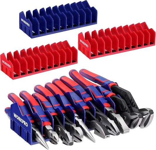 WORKPRO 4-Pack Plier Organizer Rack, Pliers Holder and Cutter Organizers with Non-Slip Rubber Base, 40-Slot Tool Box Organizer, Tool Drawer Organizer, Tool Storage, Plier Rack (Pliers Not Included)