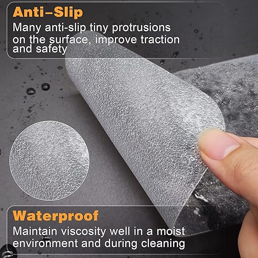Qingluan Anti Slip Tape, Non Slip Stair Tape for Steps Indoor Waterproof, Clear Safety Slip Traction Grip Tape for Tubs, Stairs, Boats (Transparent, 4 Inch x 33 Feet)