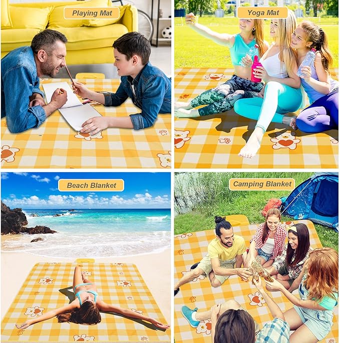 Sand Free Beach Blanket Waterproof Sandproof Beach Mat Lightweight Water Proof Outdoor Blankets Extra Large Picnic Blanket for Travel, Grass, Beach, Hiking, Camping, Concert, Festival