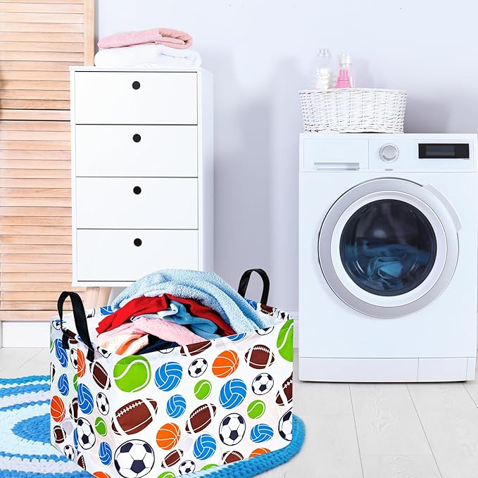 Rec Balls Print Box Hamper Storage Basket Collapsible Organizer Bin Gift Shelf Baskets for Home and Kitchen Storage