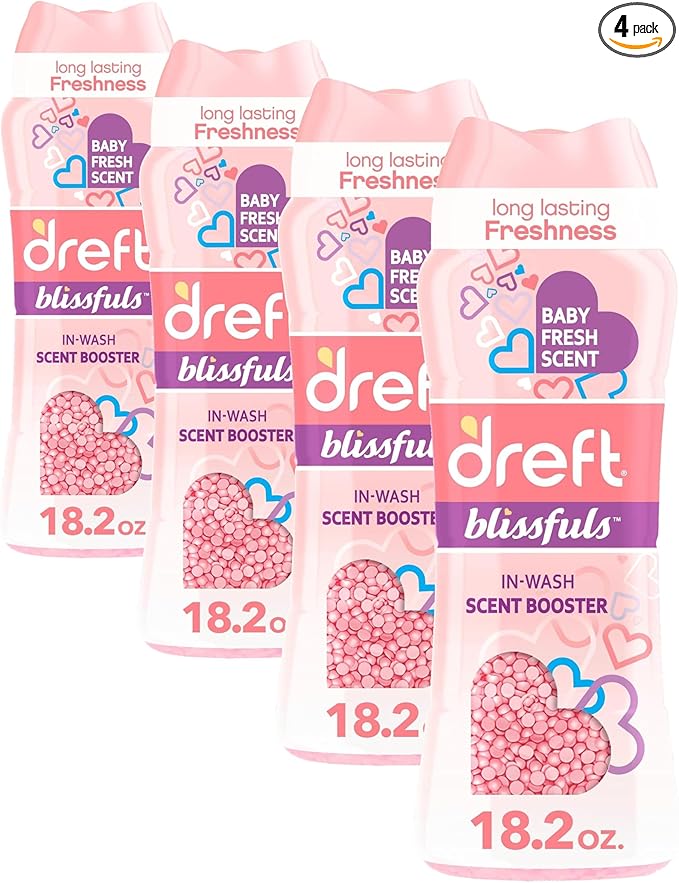 Dreft Blissfuls In-Wash Laundry Scent Booster Beads,Baby Fresh Scent,18.2 oz,(Pack of 4)