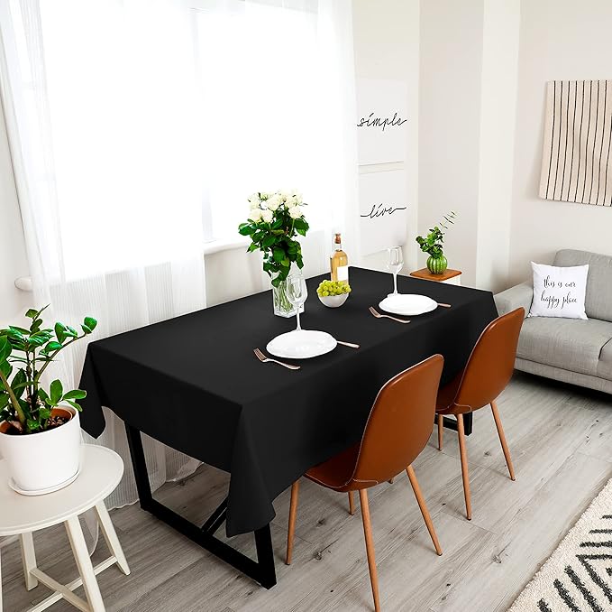 Utopia Kitchen Rectangle Table Cloth 2 Pack (90x156 Inches, Black), Machine Washable Polyester Table Cover for Dining, Buffet Parties, Picnics, Events, Weddings and Restaurants