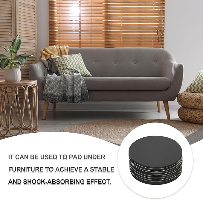 PATIKIL Non Slip Furniture Pads 2-3/8" (60mm x 2mm), 10 Pcs Adhesive Backed Round Rubber Feet Anti-Scratch Rubber Furniture Grippers for Hardwood Floor Electronics Bed Drawers DIY