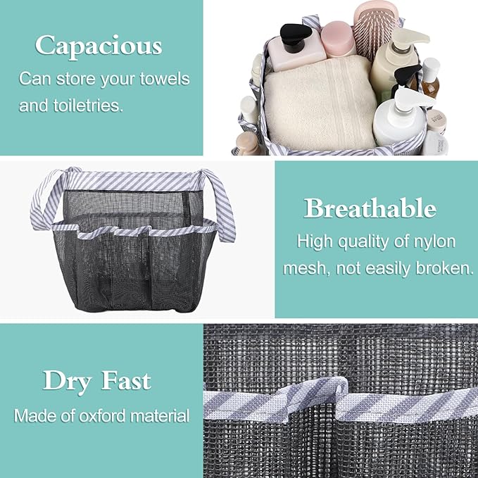 Attmu 2 Pack Mesh Shower Caddy Portable, Quick Dry Hanging Shower Tote Bag for College Dorm Room Essentials, Large Capacity Shower Caddy Dorm for Bathroom Gym Swimming