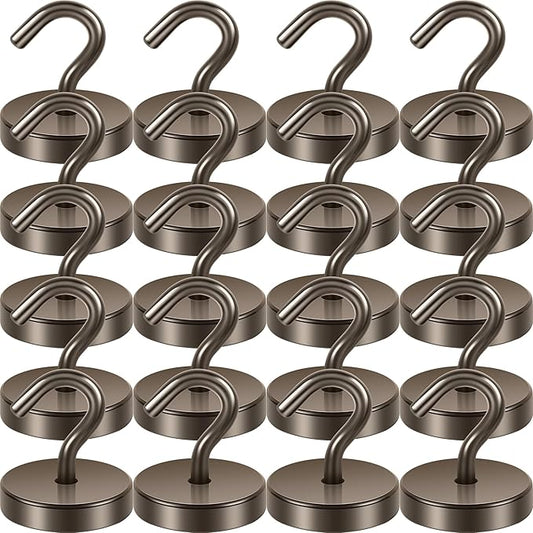 Neosmuk Magnetic Hooks, Cruise Ship Essentials, 120lb+ Heavy Duty Magnetic Hooks for Cruise Cabins, Refrigerator, Grill, Hanging, and Travel | Extra Strong Must-Have Magnet Hooks, Grey, Pack of 20