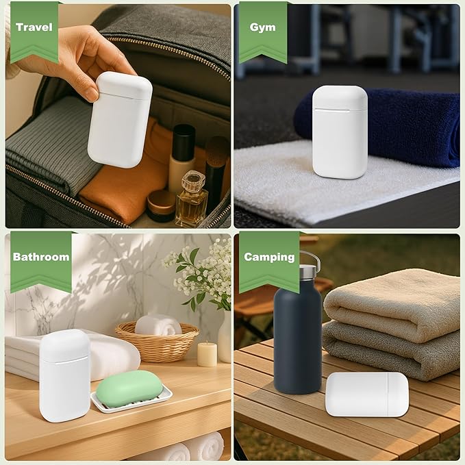 Travel Soap Case soap Holder,Leak Proof Soap Holder with Silicone Sealed lid,Keep Dry with Drainage Tray,Soap Dish for Travel, Gym, Bathroom, Outdoor, Camping, School(White)