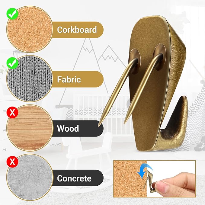 LEIFIDE Cubicle Hooks Fabric Panel Wall Hooks Cubicle Clips Picture Hangers for 40 Lbs Office Home Kitchen Room Board Hanging Supplies(Bronze,40 Pieces)