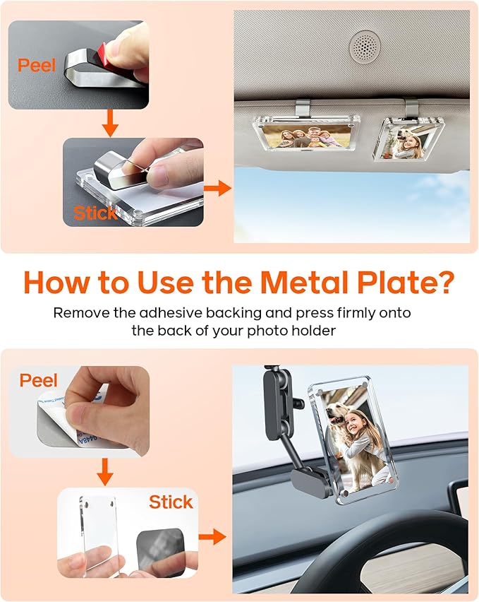 2Pcs Car Picture Holder for Visor Magnetic Picture Frame for 3 Inch Photos, Car Sun Visor Photo Holder with Strong Acrylic Magnet, Personalized Car Accessories with Clips for Easy Display. Gift For Valentine‘s Day