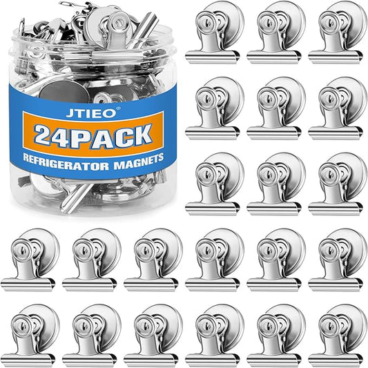 24 Pack Magnetic Clips Fridge Magnets Heavy Duty Magnet Clips for Whiteboard & Refrigerator Wide Scratch Safe Best for House Office School Use