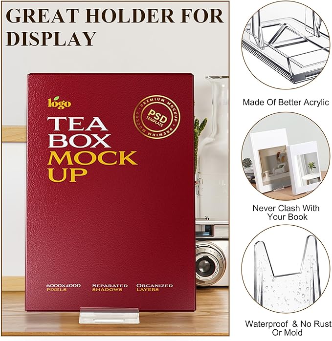 28 Pack Clear Acrylic Adjustable Desktop Book Stand & Display Easel for Tablet Phone Clutch Bag Plate Artwork Magazine Picture Comic Album CD Postcard - Home Office Back to School