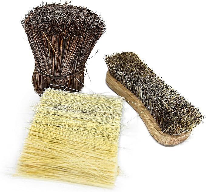 Naturolic All-Natural Wooden Scrub Brush Set | Wooden Handle | Tampico and Palmyra bristles | Eco Friendly Cleaning Products | Pack of 2