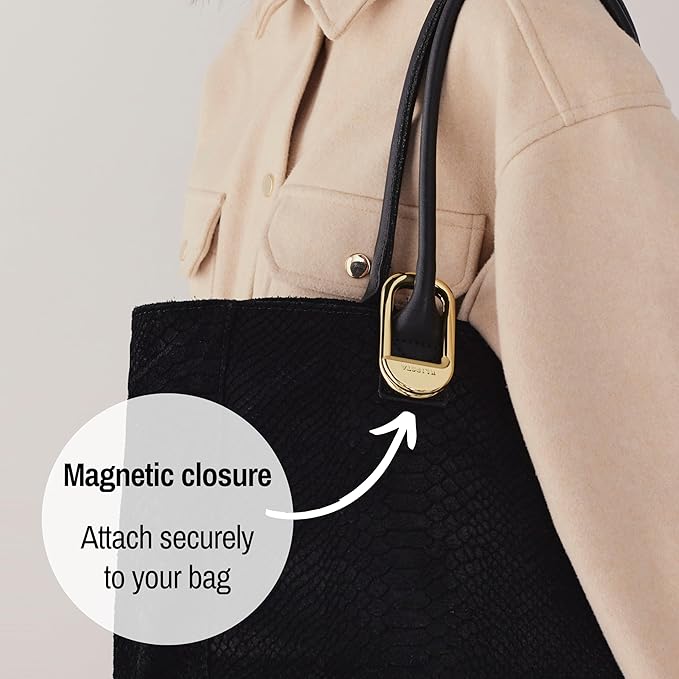 FLIP Bag Hook - Newly Redesigned. Portable Purse Hanger for Table with Magnetic Closure - Now Holds up to 50 lbs. (Gold)