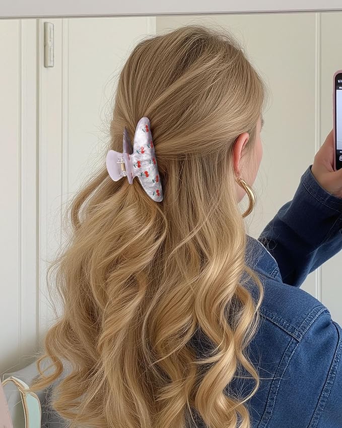 4Pcs Large Acrylic Clips - Big Non-Slip Banana Barrettes for Thick Hair, Strong Hold Jaw Clips for Women Girls