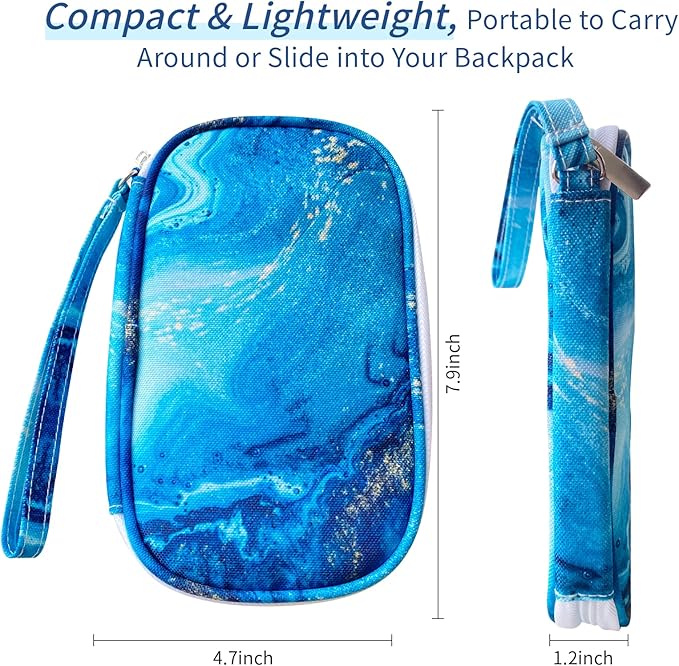 Electronics Organizer Travel Case, Cable Organizer Travel Essentials Tech Pouch,Suitable for Charger, Cable, Phone，Flash Drive,Blue Marble