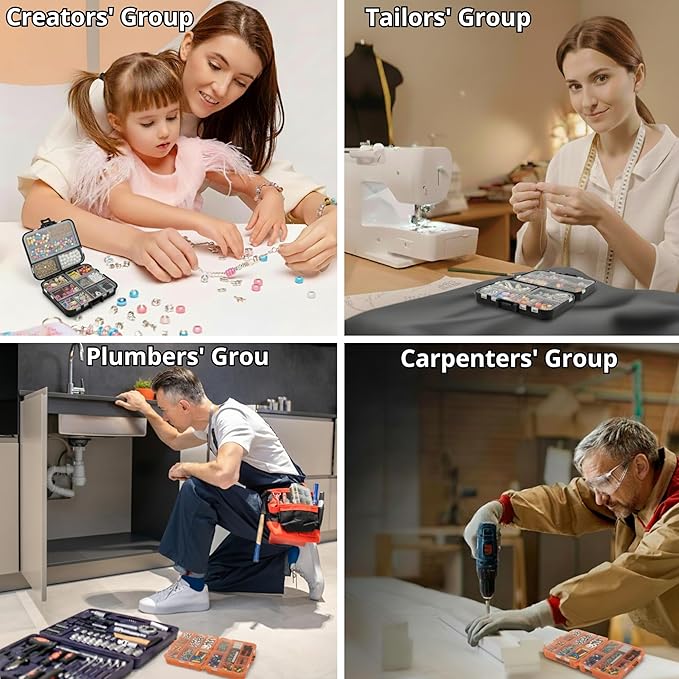 Portable Small Pocket Organizer Box with Removable Dividers, Transparent Storage Case for Screws/Nuts/Bolts/Nails/Washers/Snap Rings/Automotive & Paper Clips/Fuses/Buttons/Pins/Beads/Jewelry-Pack of 2