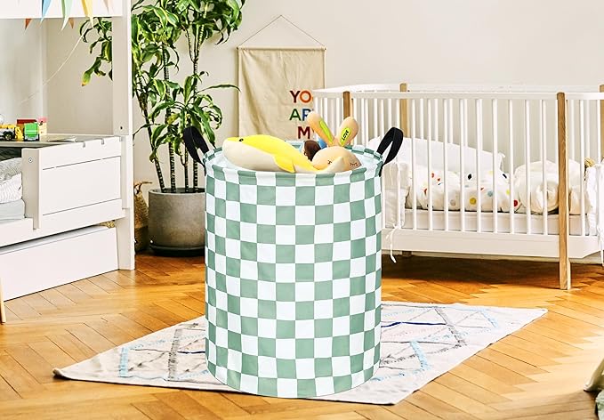 Sage Laundry Basket Kids Hamper Gifts Storage Basket Toys Box Large Canvas Collapsible Organizer Bins for Home/Dorm/Kitchen/Pet/Office/Closet/Shelf/Gift Baskets
