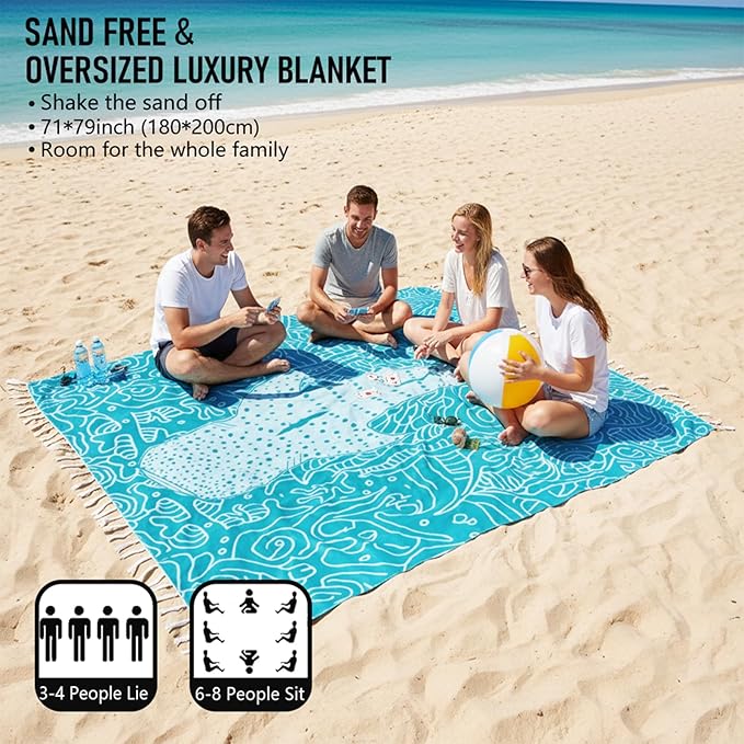 Oversized Turkish Beach Towel Blanket Cotton Giant XL Sandproof Towels Huge Linen XXL Extra Large Big Throw Quilt Blankets for Adults Cloud Travel Camping Glamping Accessories Essentials Whale Shark
