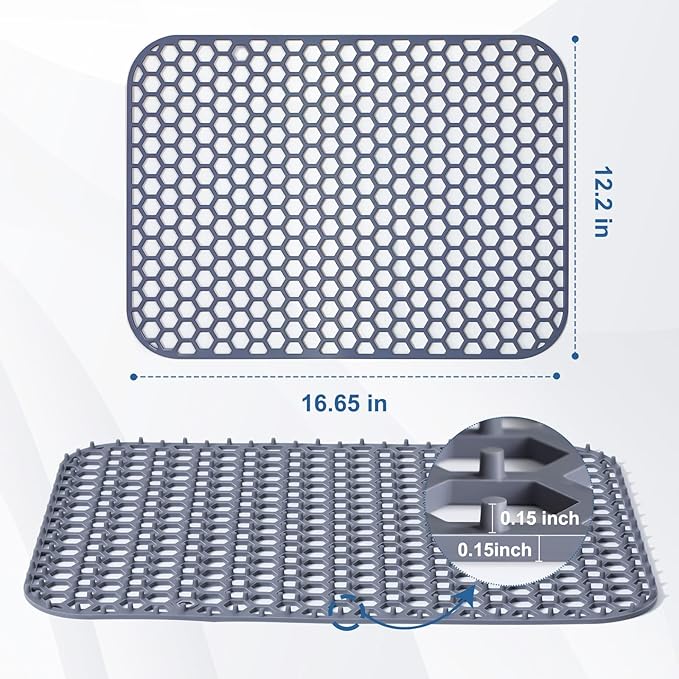 Silicone Sink Protector for Kitchen Sink - 16.65''x12.2'' Kitchen Grid Accessory, Non-slip Heat Resistant Grid Dry Mat for Bottom of Porcelain Stainless Steel, Dishwasher Safe