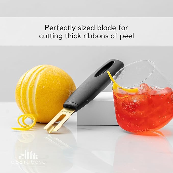 A Bar Above Premium Quality Channel Knife, Stainless Steel Bar Tool, Garnish for Cocktail Mixers, Lemon Zester, and Fruit Peeler, Professional Grade Bar Accessory, Durable Citrus Knife