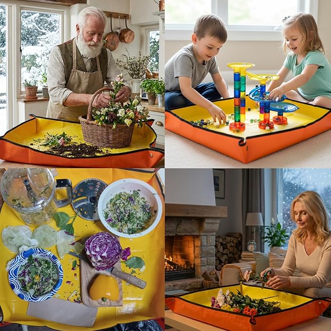 39" x 31" Thickened Repotting Mat for Plant Transplanting and Potting Soil Mess Control Waterproof Tray, Succulent Pots Portable Gardening Mat, Protect Nail Gloves, Best Gifts for Gardeners