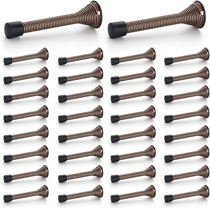 Ravinte Door Stoppers, 36 Pack Spring Door Stops with Rubber Bumper, Oil Rubbed Bronze Door Stoppers for Bottom of Door