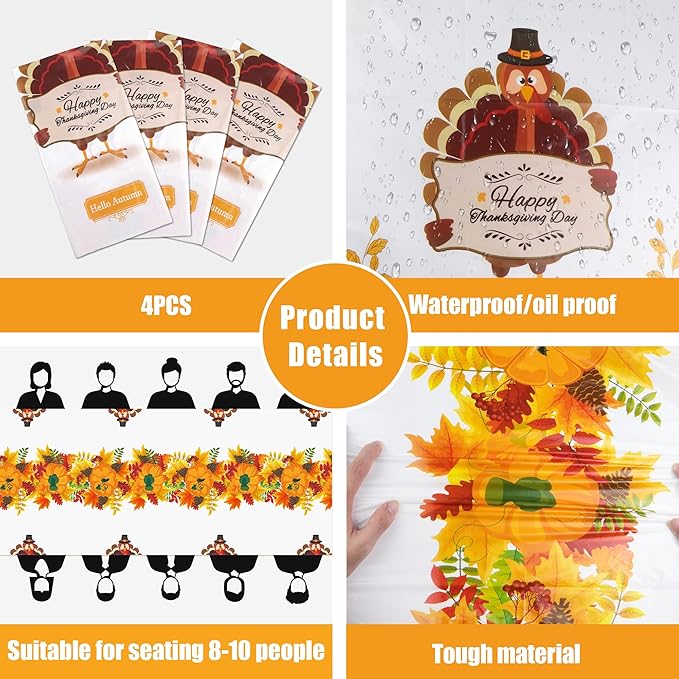 OHOME 2 Pack Thanksgiving Tablecloth Disposable - Fall Party Supplies for Thanksgiving Table Decor | Friendsgiving Party Decorations | Thanksgiving Decorations 54" x 108"