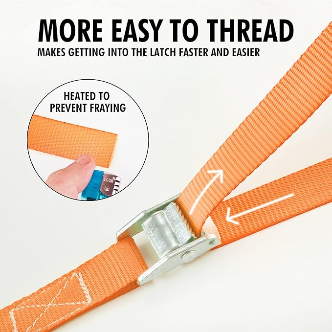 Cartman 1" x 12' Lashing Straps Cargo Tie-Down Strap Up to 600lbs, 10pk in Carry Bag, Orange