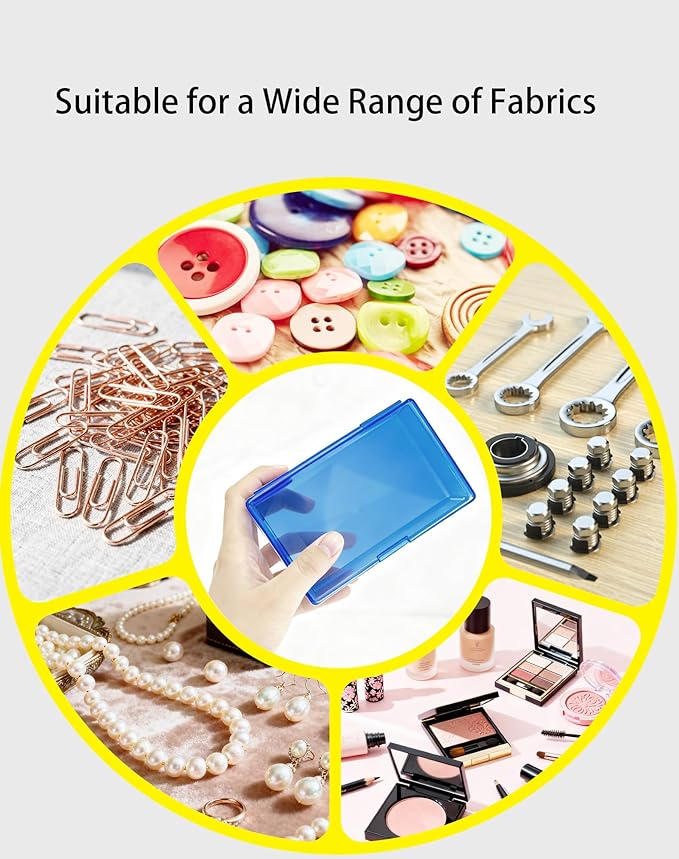 LJY 12 Pieces Rectangular Empty Mini Clear Plastic Organizer Storage Box Containers with Hinged Lids (5.3 x 3.1 x 1.2 inch, Blue)