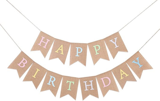 Rainbow Burlap Banner - Pastel Birthday Banner, Personalized 1st Birthday Decor, Photo Prop
