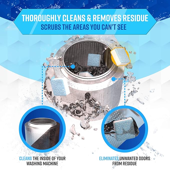 ACTIVE Washing Machine And Dishwasher Cleaning Tablets Bundle - Includes 12 Month Supply Dishwasher Cleaner Deodorizer & Washing Machine Descaler Deep Cleaning Tablets - 48 Tablet Set