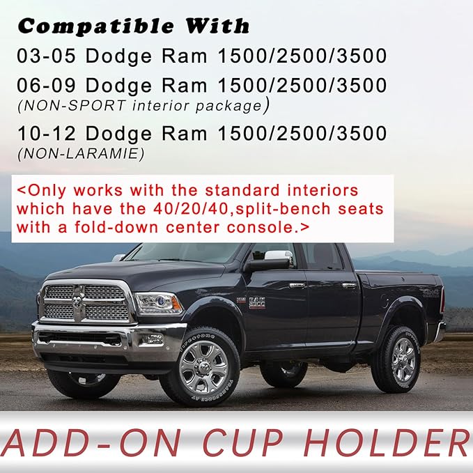 Carbon Fiber Cup Holder Attachment for Center Console | Compatible with 2003-2012 Dodge Ram 1500 2500 3500 Truck | Replaces SS281AZAA Front Seat Add-On Cupholder Tray Insert