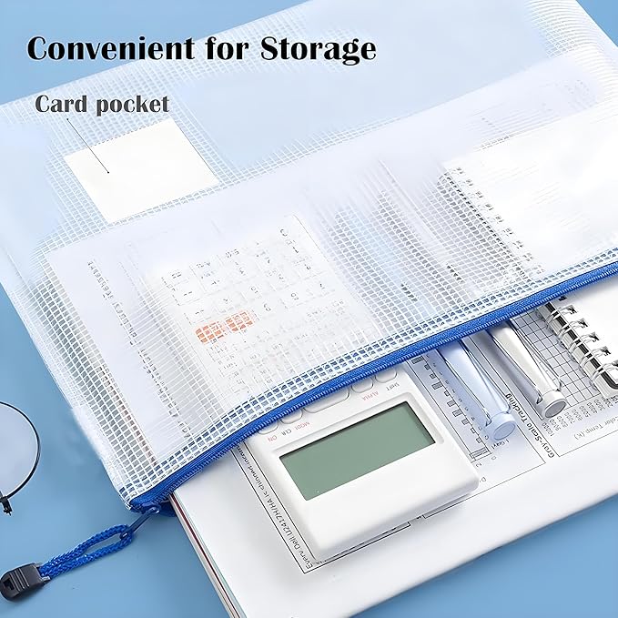 10pcs Legal Size Mesh Zipper Pouch Bags with Label Pocket, Plastic Zip Lock Bag for Classroom Organization, Pouch for Travel Organizing Puzzle Board Game Storage -15.35 × 9.45 inch