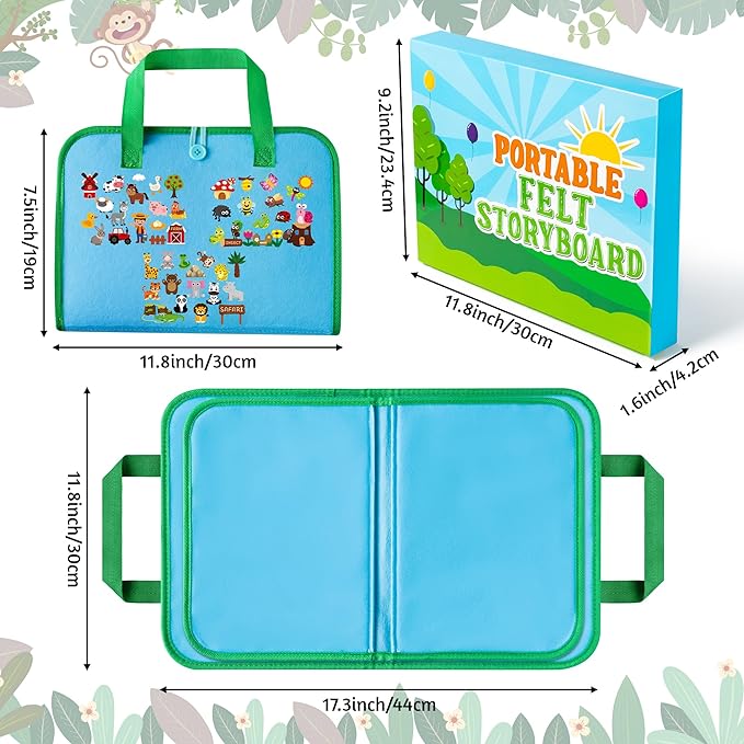 WATINC Portable Board Felt Board Stories Set - 6pack Learning Story Board Gift, Early Educational Travel Storytelling Interactive Play Kit for School Classroom Kids Toddlers (Animals)