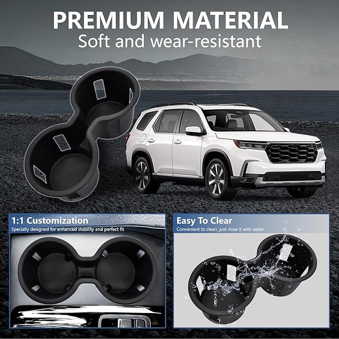 Cup Holder Inserts Compatible with Honda Pilot 2023-2025 2026 Accessories, Non-Slip TPE Center Console Cup Holder Protector Organizer for Honda Ridgeline&Passport 2024 2025 2026 Accessories