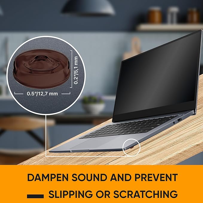 128 Self Adhesive Cabinet Door Bumpers – Sticky Brown Silicone Rubber Pads for Furniture Drawers, Kitchen Cabinets, Decor, Wall Protection – Vellax