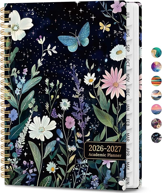 Academic Planner 2026-2027, Weekly and Monthly Calendar Book, July 2026 – June 2027, Hardcover Planner with Tabs, Perfect for Teachers, Students, Women & Men, A5 (6.4" x 8.5") - StarryGarden
