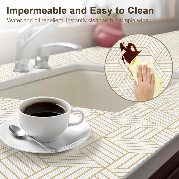 OcePor Non-Adhesive Drawer and Shelf Liner 17.5IN x 30FT，Non-Slip Kitchen Cabinet Liner Non-Adhesive Thick Strong Grip Waterproof Washable