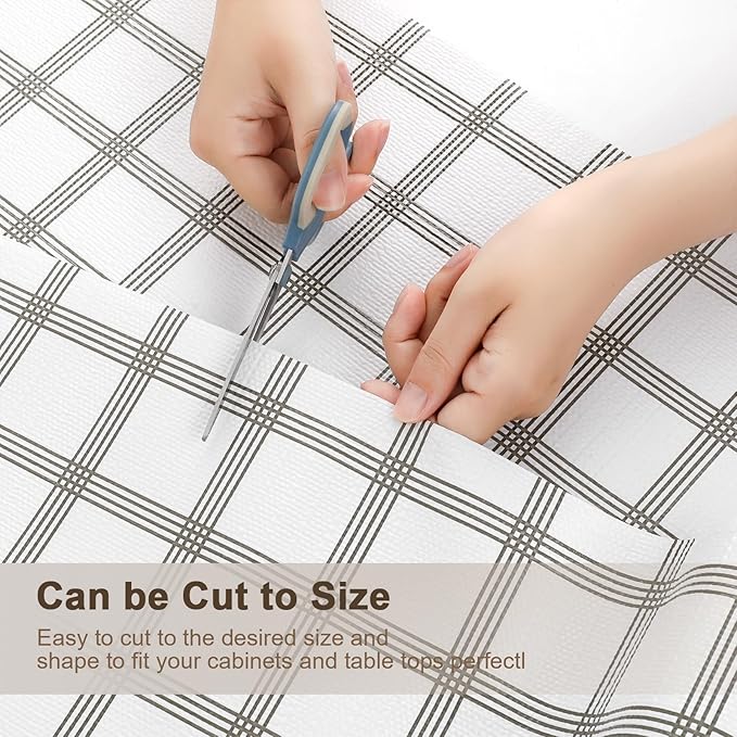 OcePor Non-Adhesive Drawer and Shelf Liner 24IN x 20FT，Non Slip Cabinet and Cupboard Liner, Kitchen Cabinet Liners for Shelves, Waterproof Drawer Shelf Liners for Cabinets/Bathroom Cupboard, Stripe